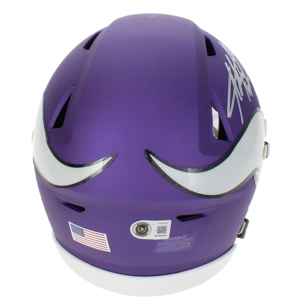 Adrian Peterson Autographed (in Silver) Minnesota Vikings Speedflex Midi Helmet Beckett Witnessed