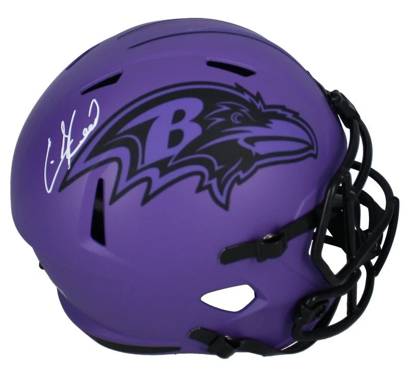 Ed Reed Autographed Baltimore Ravens RAVE Speed Full Size Helmet Beckett Witnessed
