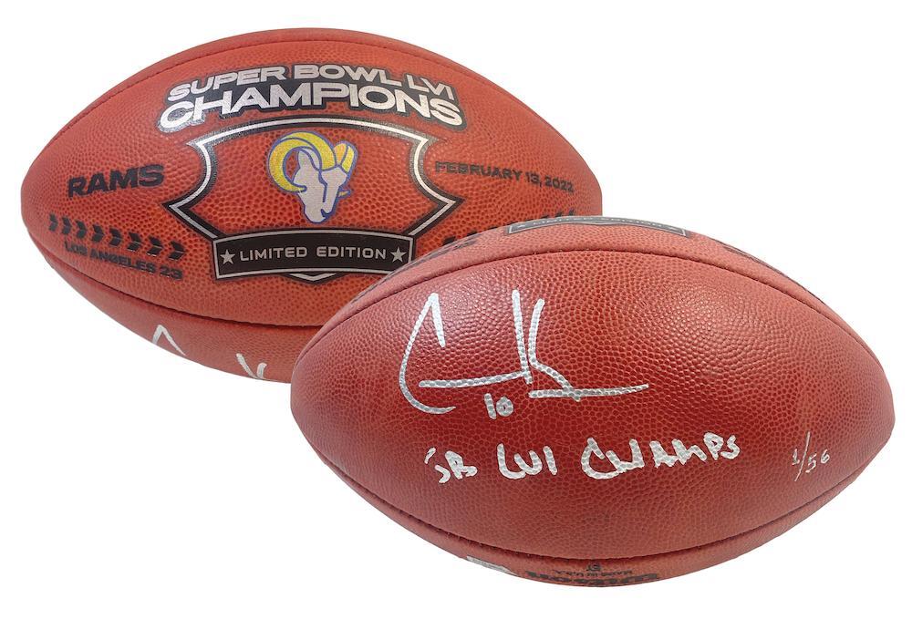 COOPER KUPP Autographed/Inscribed "SB LVI CHAMPS" Los Angeles Rams SB LVI Champions Logo Wilson Duke Authentic Football FANATICS LE 1/56