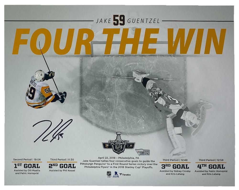 JAKE GUENTZEL Autographed "4 Goals" Pittsburgh Penguins 11" x 14" Collage FANATICS