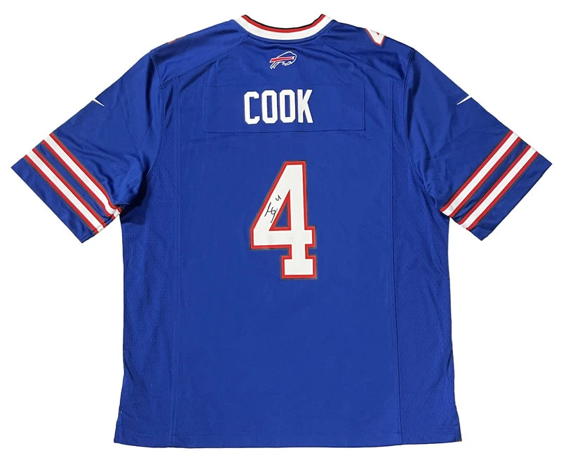 James Cook Autographed Buffalo Bills Blue Nike Game Jersey Beckett Witnessed