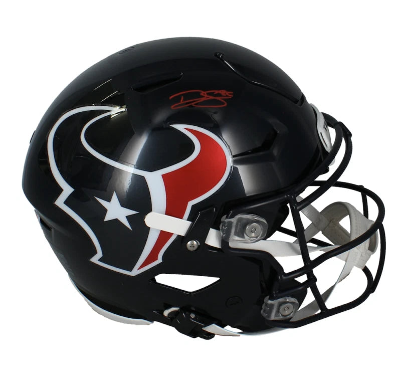 Dalton Schultz Autographed (in Red) Houston Texans 2024 Speedflex Authentic Helmet Beckett Witnessed