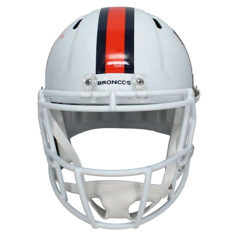 Bo Nix Autographed Denver Broncos White 2023 Alternate Speed Full Size Helmet Beckett Witnessed
