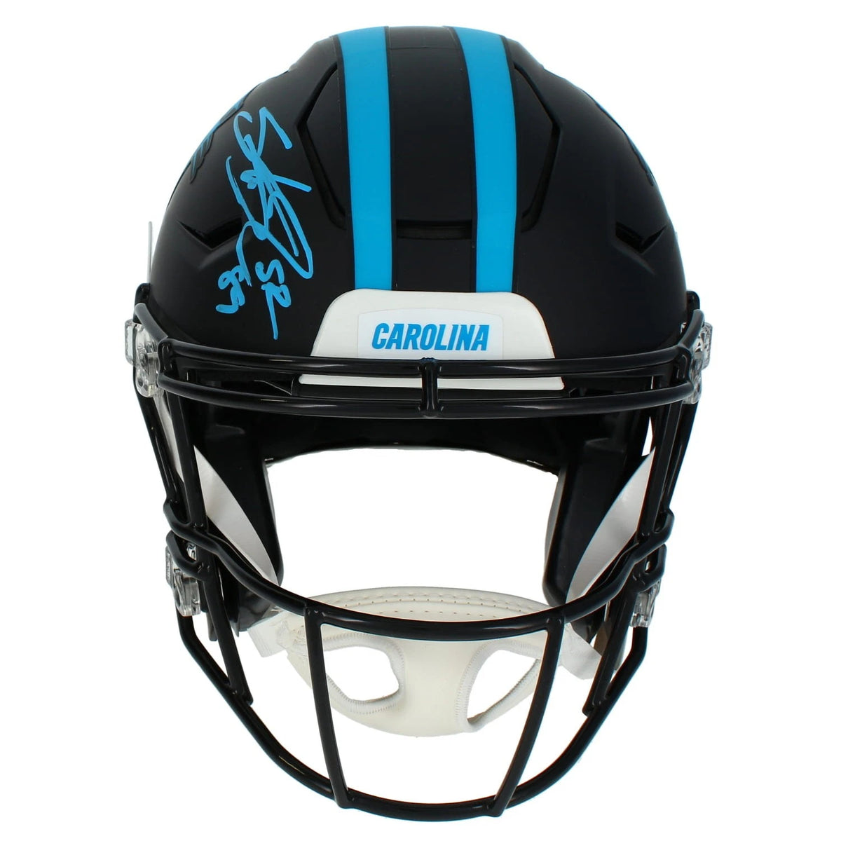 Steve Smith Autographed Carolina Panthers 2022 Black Alternate Speedflex Authentic Helmet Radtke