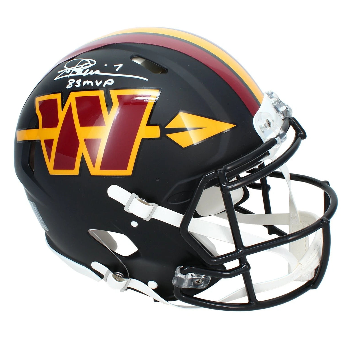 Joe Theismann Autographed/Inscribed "83 MVP" Washington Commanders Black 2026 Alternate Speed Authentic Helmet Beckett Witnessed