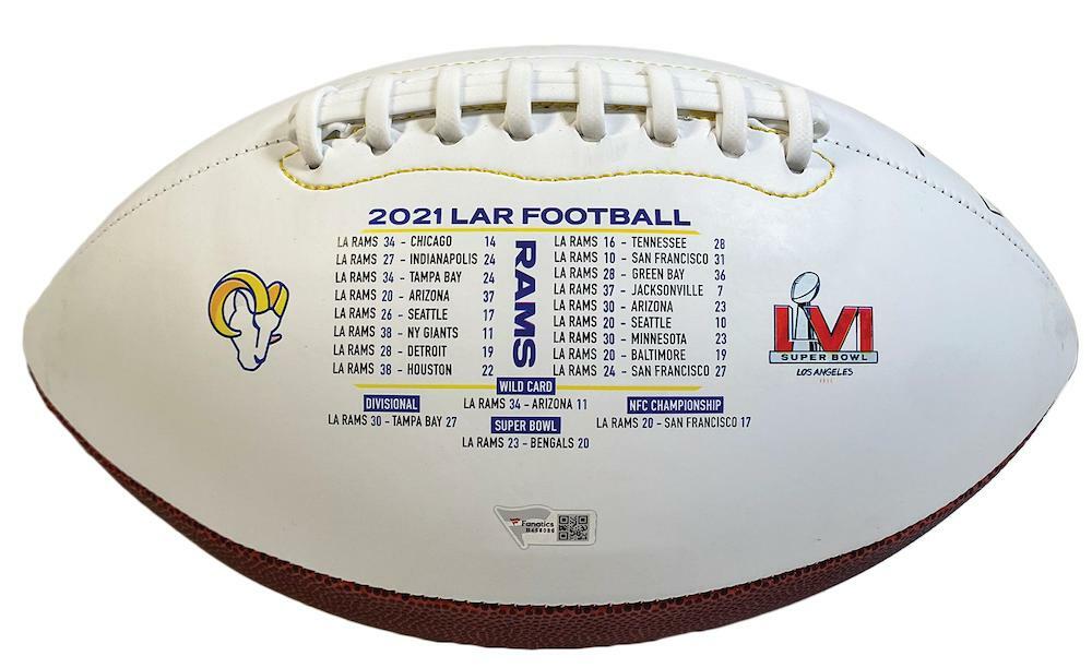 COOPER KUPP Autographed Los Angeles Rams SB LVI Champs Logo White Panel Football FANATICS