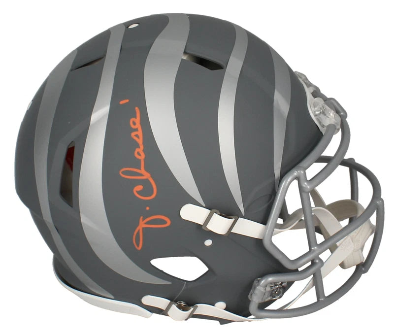 Ja'Marr Chase Autographed Cincinnati Bengals Slate Speed Authentic Helmet Beckett Witnessed