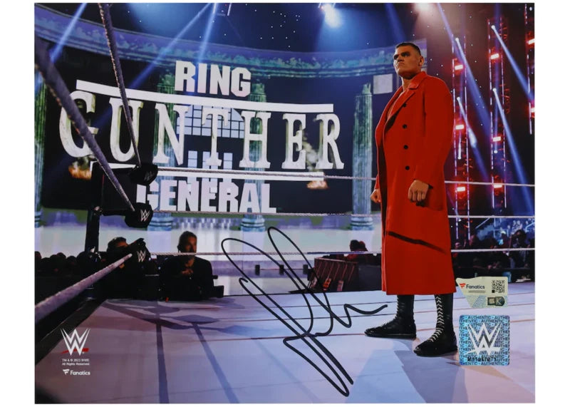 Gunther Autographed WWE In Ring Red Jacket 8" x 10" Photograph Fanatics