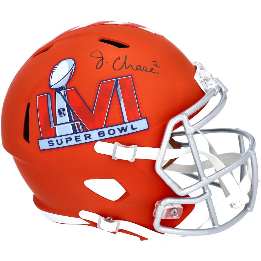 JA'MARR CHASE Autographed SB LVI Logo Speed Full Size Helmet FANATICS