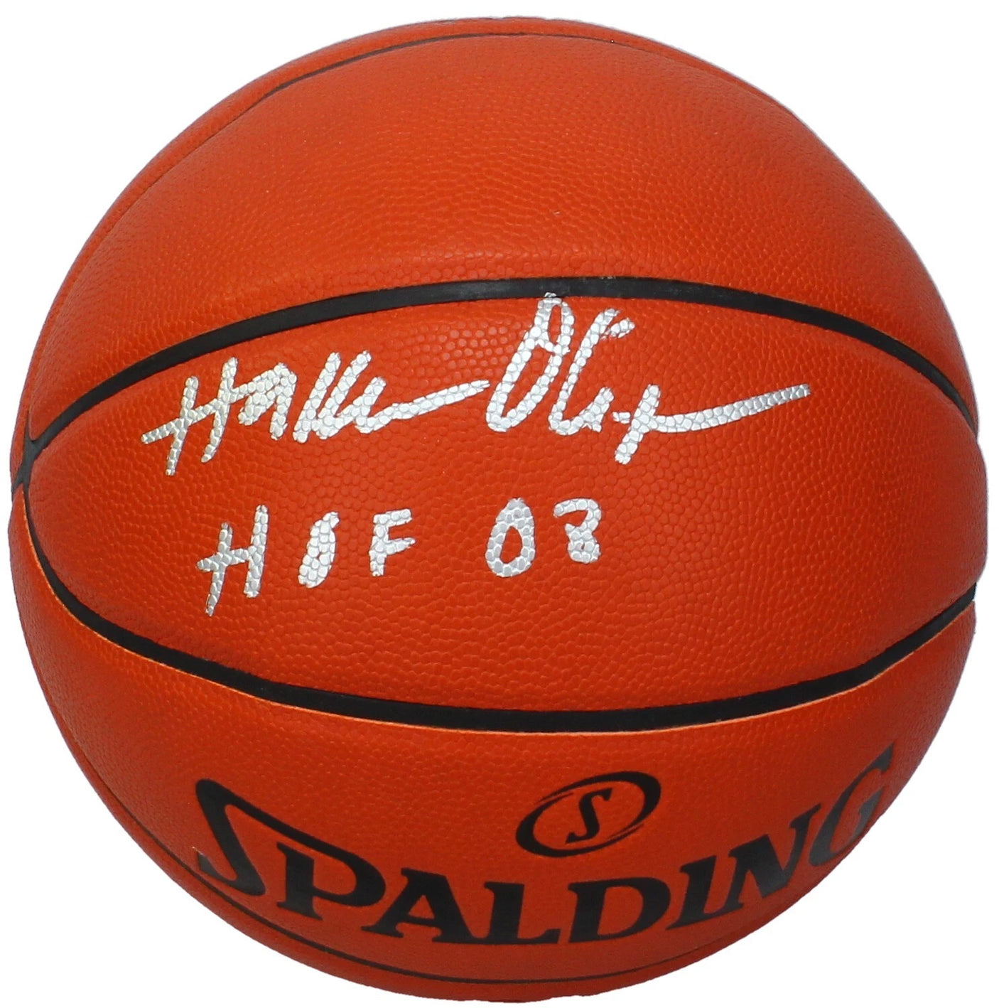 Hakeem Olajuwon Autographed/Inscribed "HOF 08" Spalding NBA Game Ball Series Indoor/Outdoor Basketball Beckett Witnessed