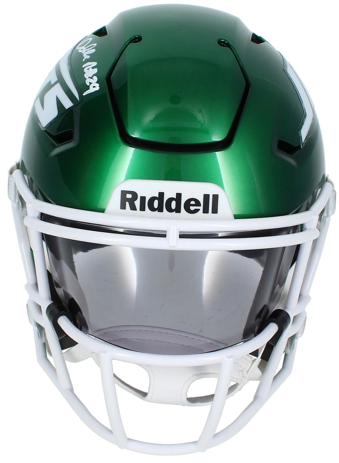 Darrelle Revis Autographed (in White) New York Jets Speedflex Midi Helmet Beckett Witnessed