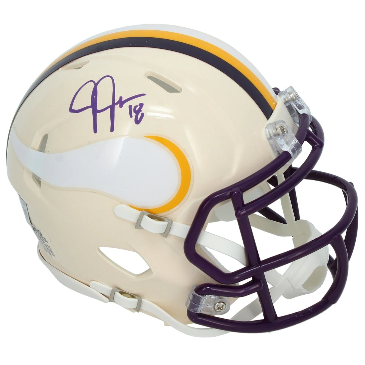 Justin Jefferson Autographed Minnesota Vikings RETRO Speed Mini Helmet Beckett Witnessed