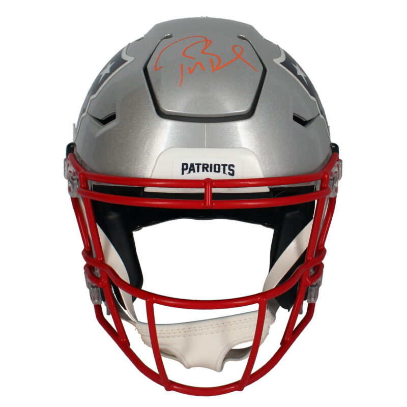 Tom Brady Autographed Orange Ink Edition New England Patriots Authentic Speed Flex Helmet Fanatics LE 1/12