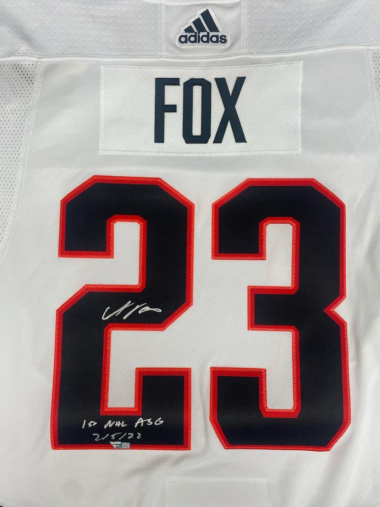 ADAM FOX Autographed/Inscribed "1st ASG 2/5/22" 2022 NHL All-Star Game White Jersey FANATICS