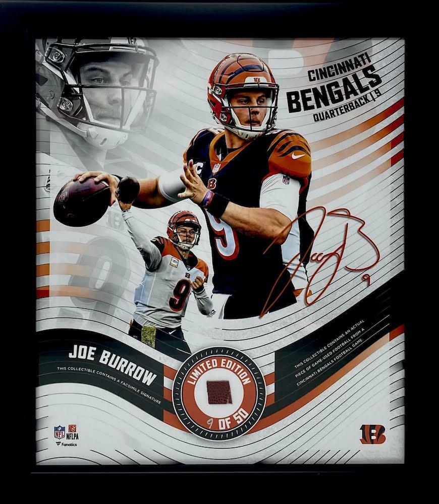 JOE BURROW Bengals Framed 15" x 17" Game Used Football Collage LE 9/50