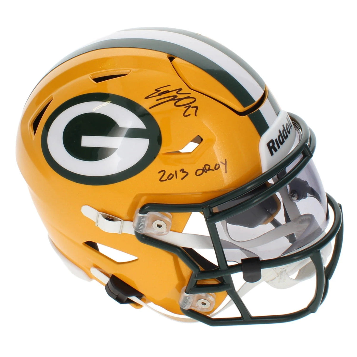 Eddie Lacy Autographed/Inscribed "2013 OROY" Green Bay Packers Speedflex Midi Helmet Beckett Witnessed