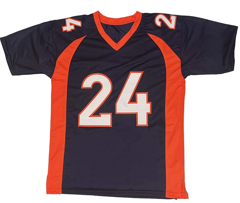 Champ Bailey Autographed #24 Navy Custom Jersey Beckett Witnessed