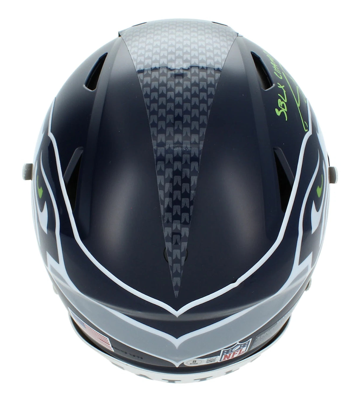 Sam Darnold Autographed/Inscribed "SB LX Champs!" Seattle Seahawks Speedflex Authentic Helmet Beckett Witnessed