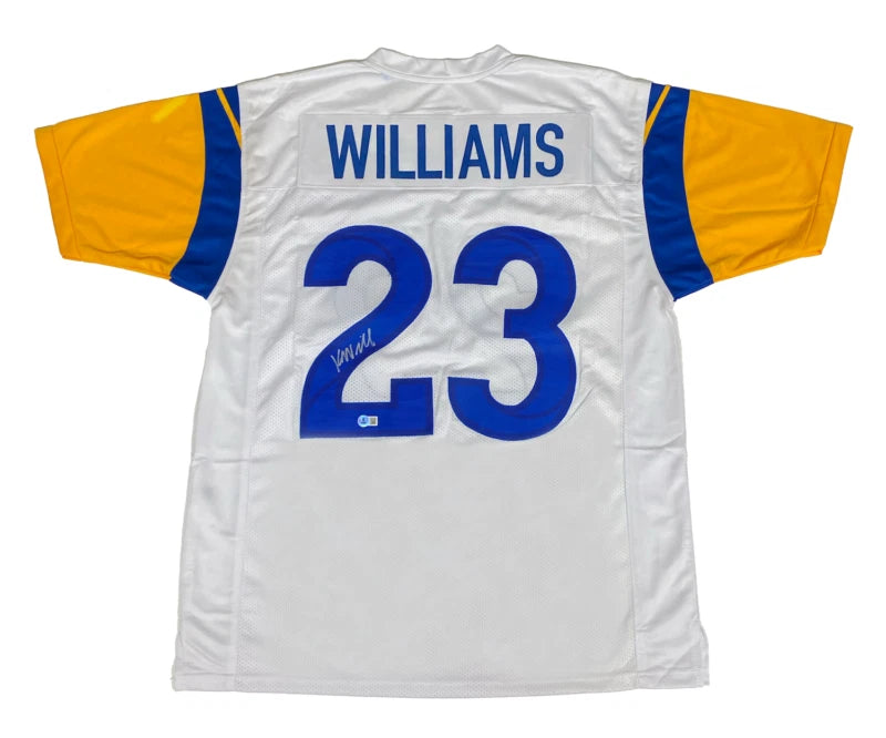 Kyren Williams Autographed Royal White #23 Custom Jersey Beckett Witnessed