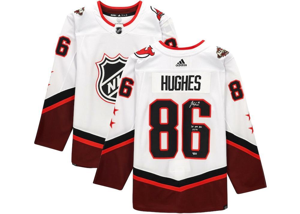 JACK HUGHES Autographed/Inscribed "1st NHL ASG" 2022 NHL All-Star White Adidas Jersey FANATICS