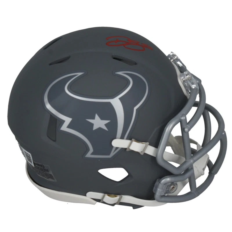 Dalton Schultz Autographed (in Red) Houston Texans Slate Speed Mini Helmet Beckett Witnessed