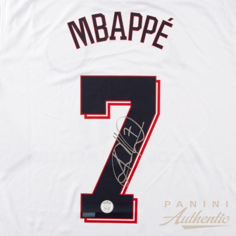Kylian Mbappe Autographed 2021-22 Paris Saint-Germain Jordan Brand White Alternate Replica Jersey Panini