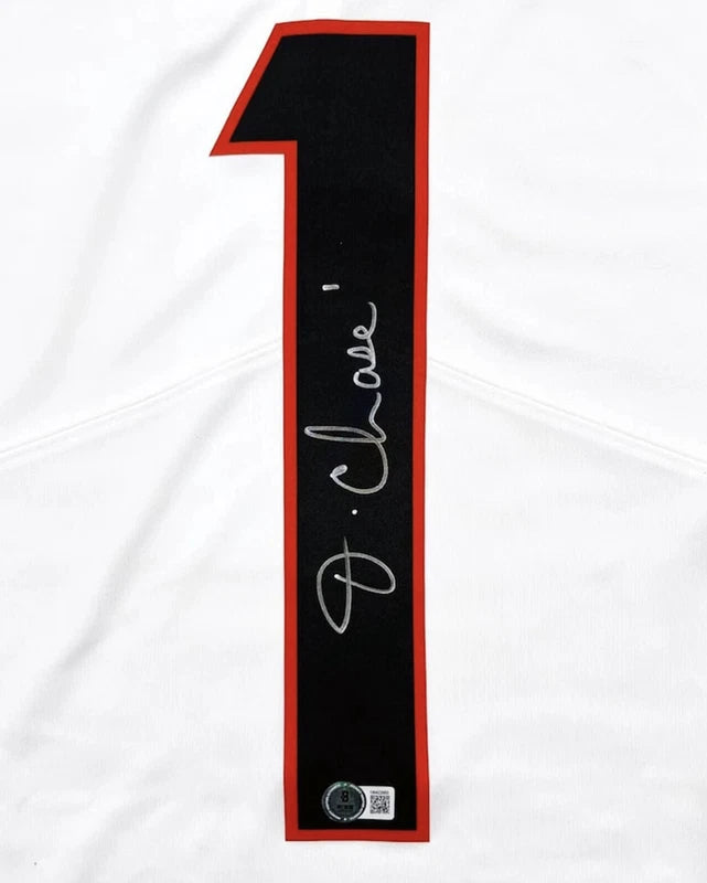 Ja'Marr Chase Autographed Cincinnati Bengals White Nike Vapor Untouchable Limited Jersey Beckett Witnessed