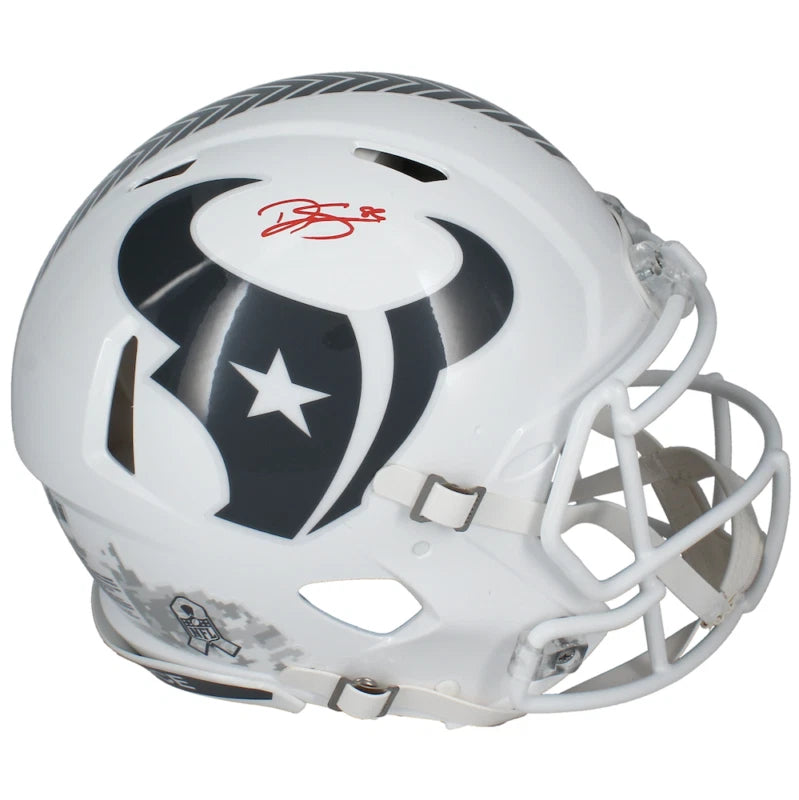 Dalton Schultz Autographed Houston Texans 2024 Salute to Service Speed Authentic Helmet Beckett Witnessed