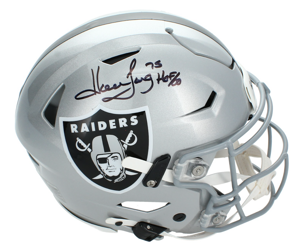Howie Long Autographed/Inscribed "HOF 00" Raiders Speedflex Authentic Helmet Beckett Witnessed