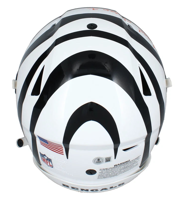 Ja'Marr Chase Autographed/Inscribed "Chosen 1" Cincinnati Bengals White 2022 Alternate Speedflex Authentic Helmet Beckett Witnessed