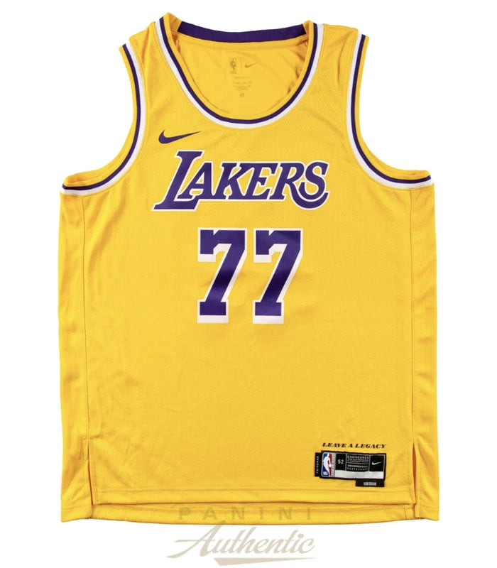 Luka Doncic Autographed Los Angeles Lakers Gold Nike Icon Edition Swingman Jersey Panini