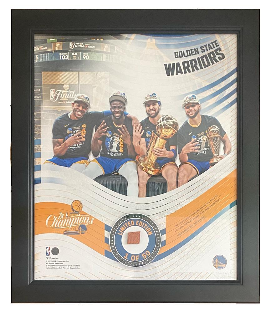 GOLDEN STATE WARRIORS 7x NBA Champions Framed 15" x 17" Game Used Basketball Display LE 1/50
