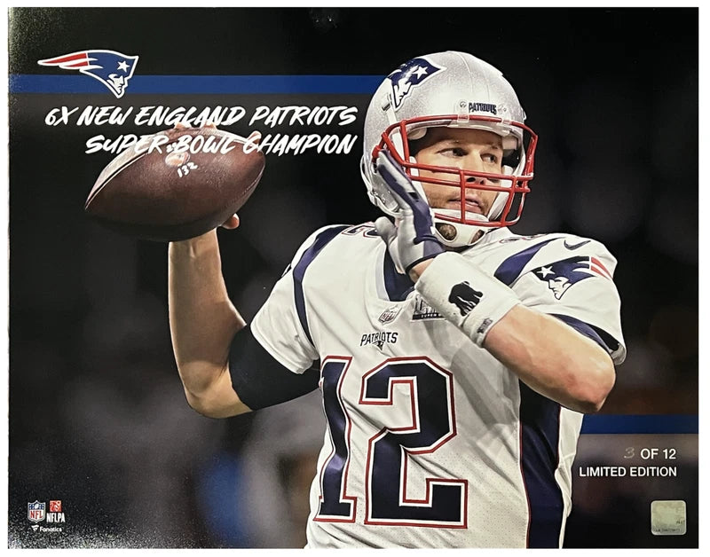 Tom Brady New England Patriots 6x SB Champ Curve Display 16 x 20 Photo LE 12