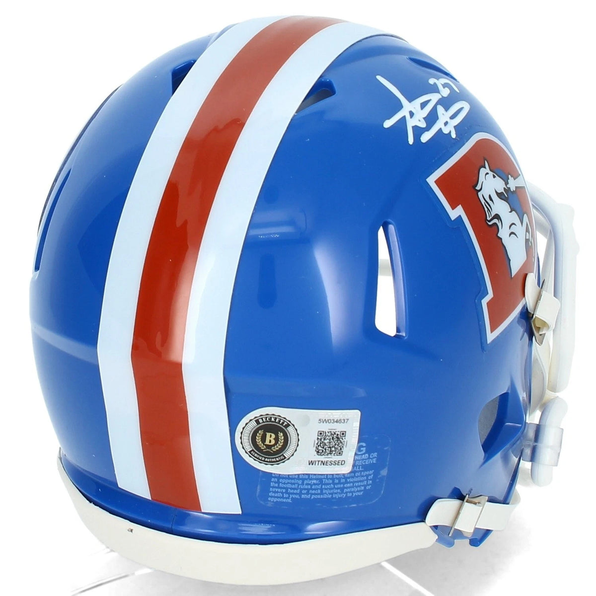 Steve Atwater Autographed Denver Broncos 1975-96 Throwback Speed Mini Helmet Beckett Witnessed