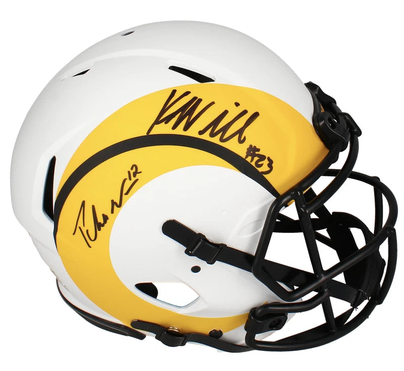 Kyren Williams/Puka Nacua Dual Autographed Los Angeles Rams Speed Lunar Eclipse Authentic Helmet Beckett/Fanatics