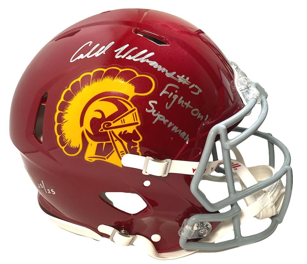 CALEB WILLIAMS Autographed/Multi-Inscribed "Fight On! Superman" USC Trojans Speed Authentic Helmet FANATICS LE 25/25