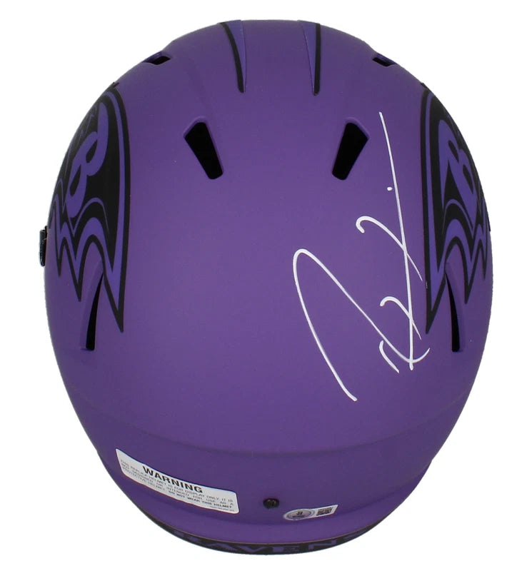 Ray Lewis Autographed Baltimore Ravens RAVE Speed Full Size Helmet Beckett Witnessed