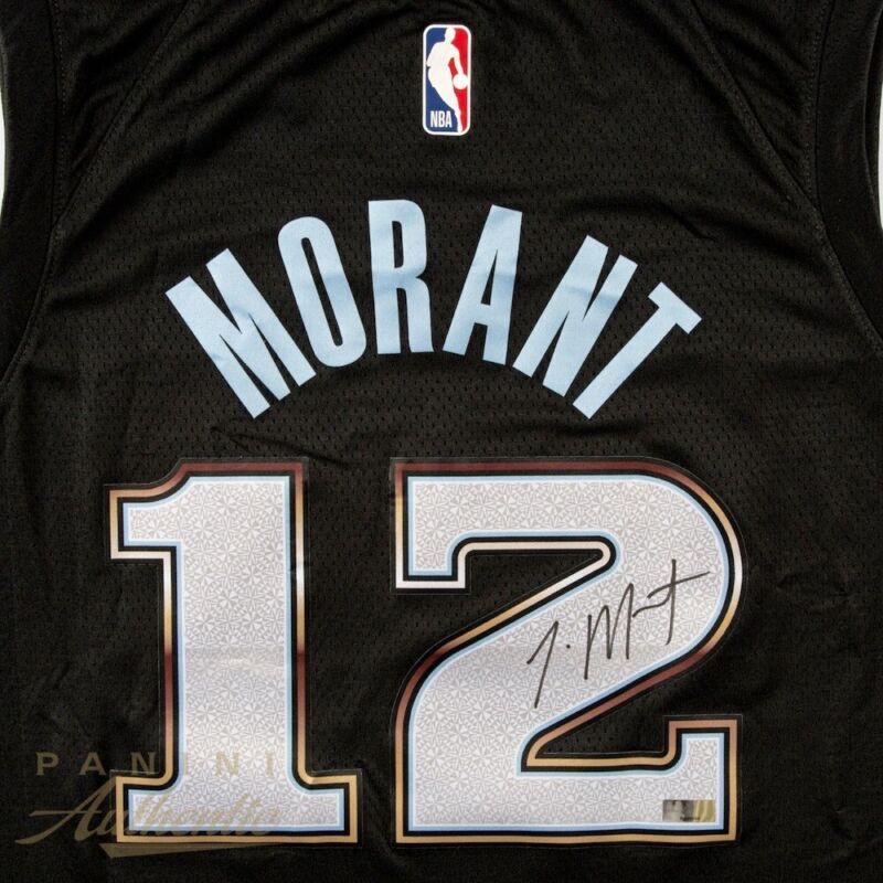JA MORANT Autographed Memphis Grizzlies Nike 2022-23 Black City Edition Jersey PANINI