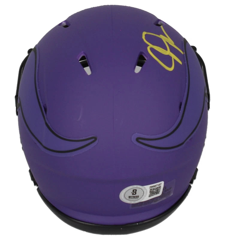 Justin Jefferson Autographed Minnesota Vikings RAVE Speed Mini Helmet Beckett Witnessed
