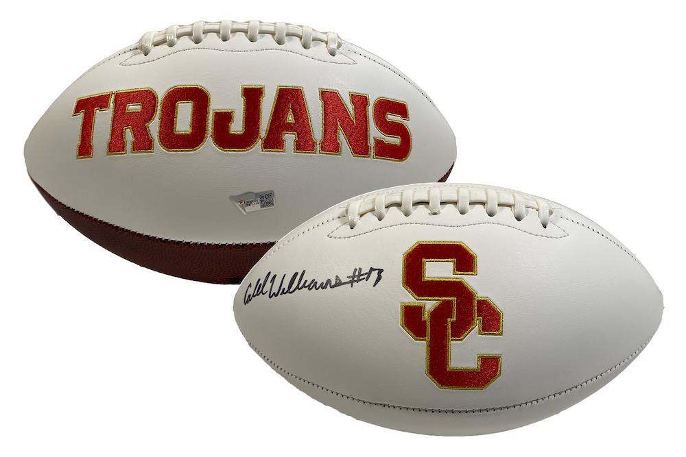 CALEB WILLIAMS Autographed USC Trojans White Panel Football FANATICS