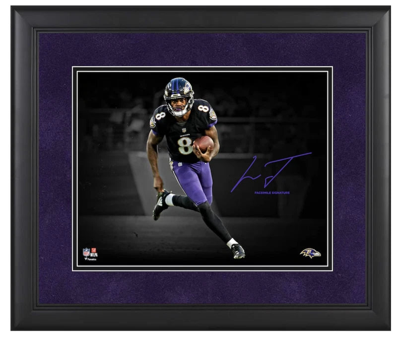 Lamar Jackson Baltimore Ravens Framed 11" x 14" Spotlight Photograph - Facsimile Signature Fanatics