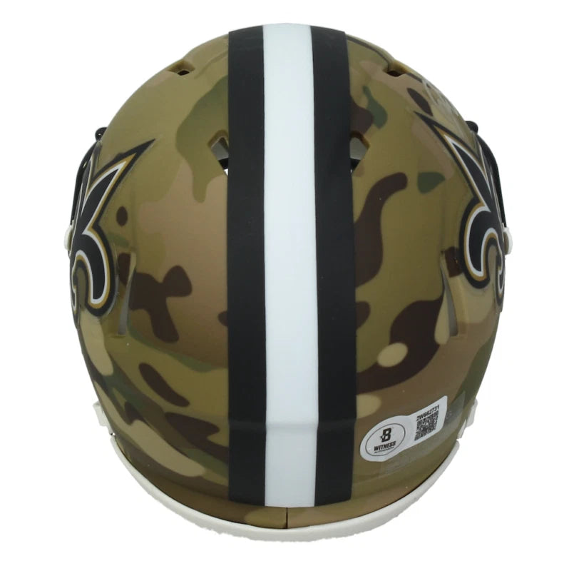 Rashid Shaheed Autographed New Orleans Saints Speed CAMO Mini Helmet Beckett Witnessed