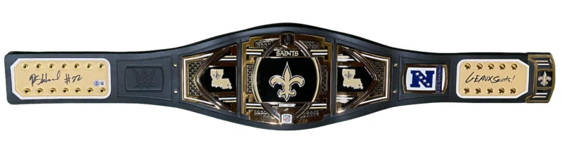 Rashid Shaheed Autographed/Inscribed "Geaux Saints" New Orleans Saints Replica Title Belt Beckett Witnessed