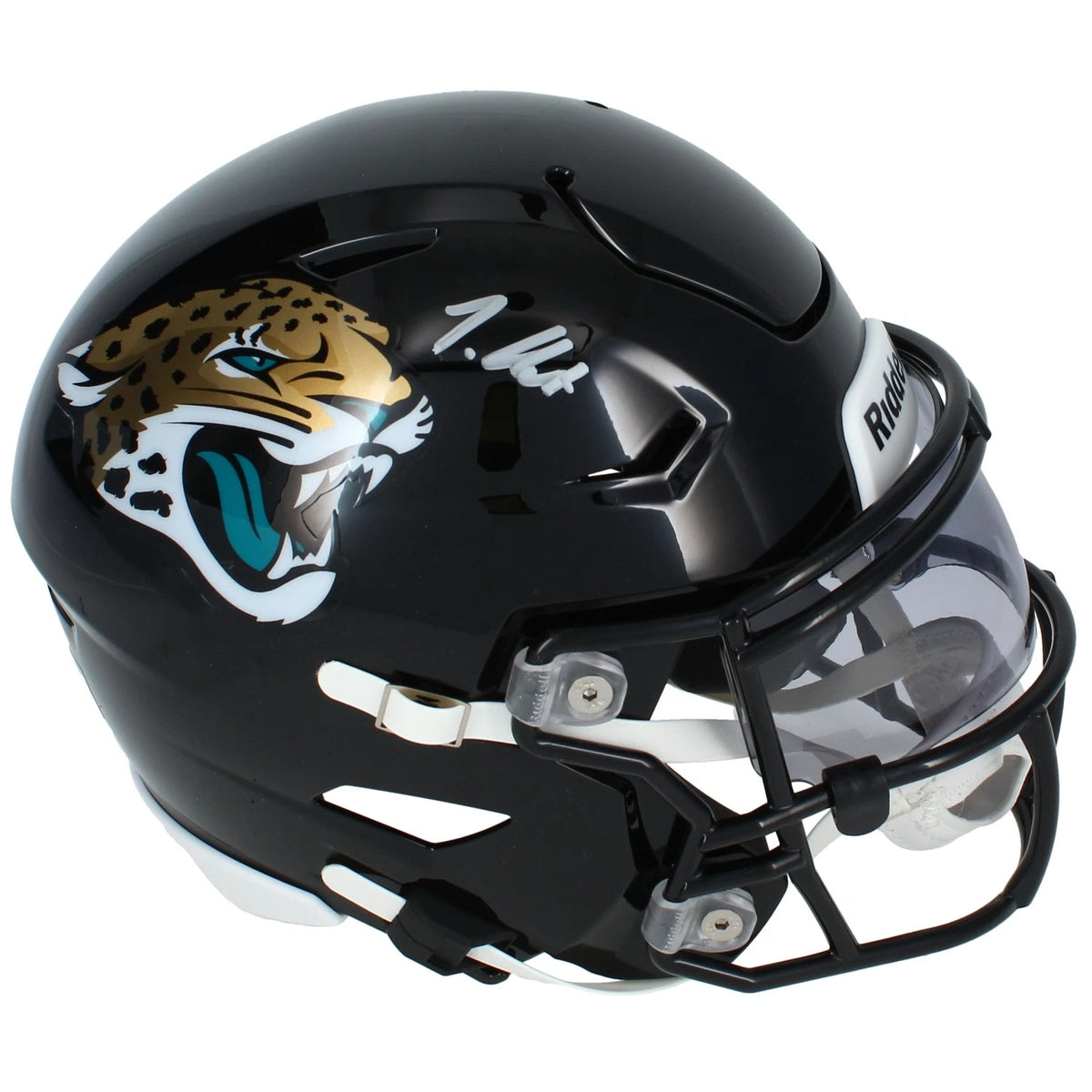 Travis Hunter Autographed Jacksonville Jaguars Speedflex Midi Helmet Beckett Witnessed