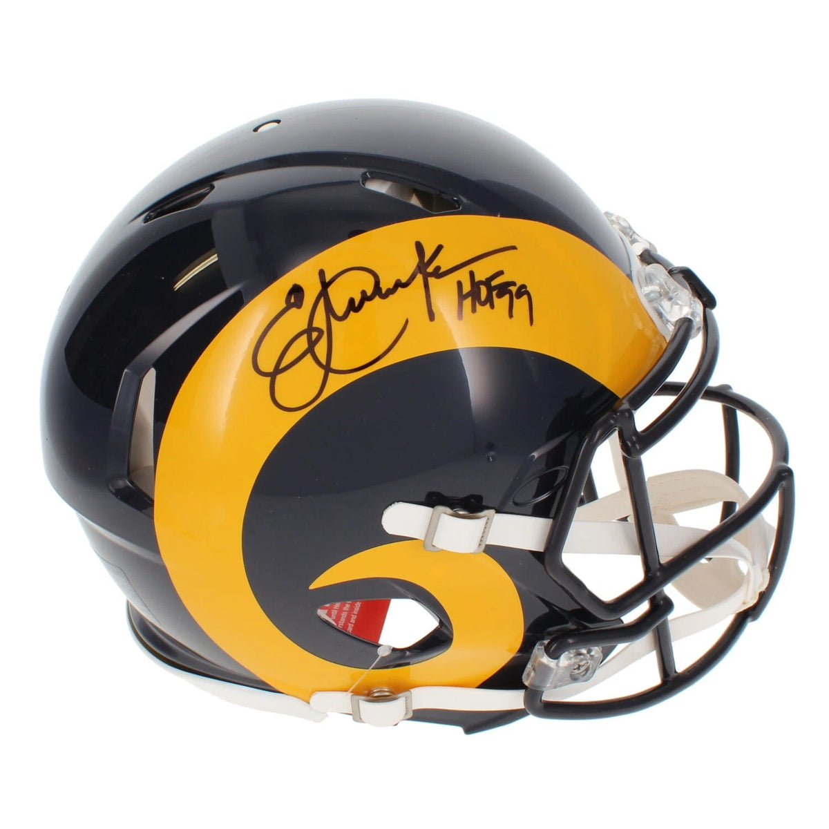Eric Dickerson Autographed/Inscribed "HOF 99" Los Angeles Rams 1981-99 Throwback Speed Authentic Helmet Beckett Witnessed
