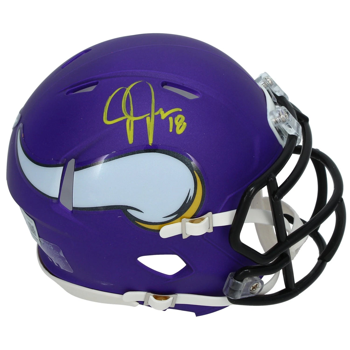 Justin Jefferson Autographed Minnesota Vikings Speed Mini Helmet Beckett Witnessed