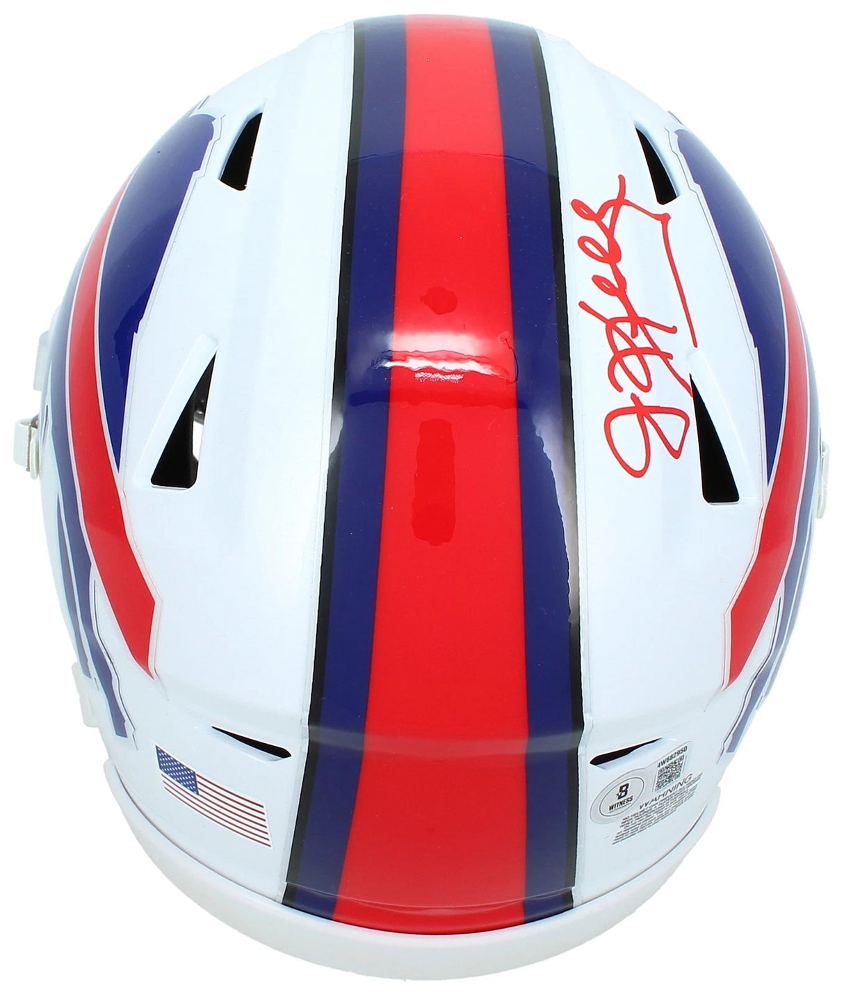 Jim Kelly Autographed (In Red) Buffalo Bills Speedflex Midi Helmet Beckett Witnessed