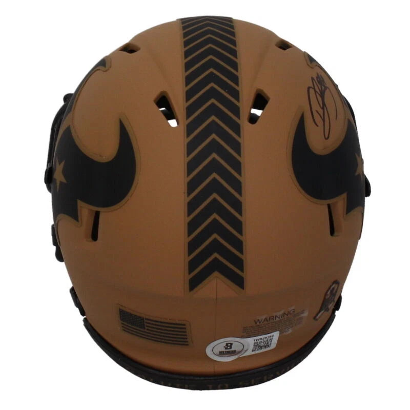 Dalton Schultz Autographed Houston Texans Speed 2023 Salute To Service Speed Mini Helmet Beckett Witnessed