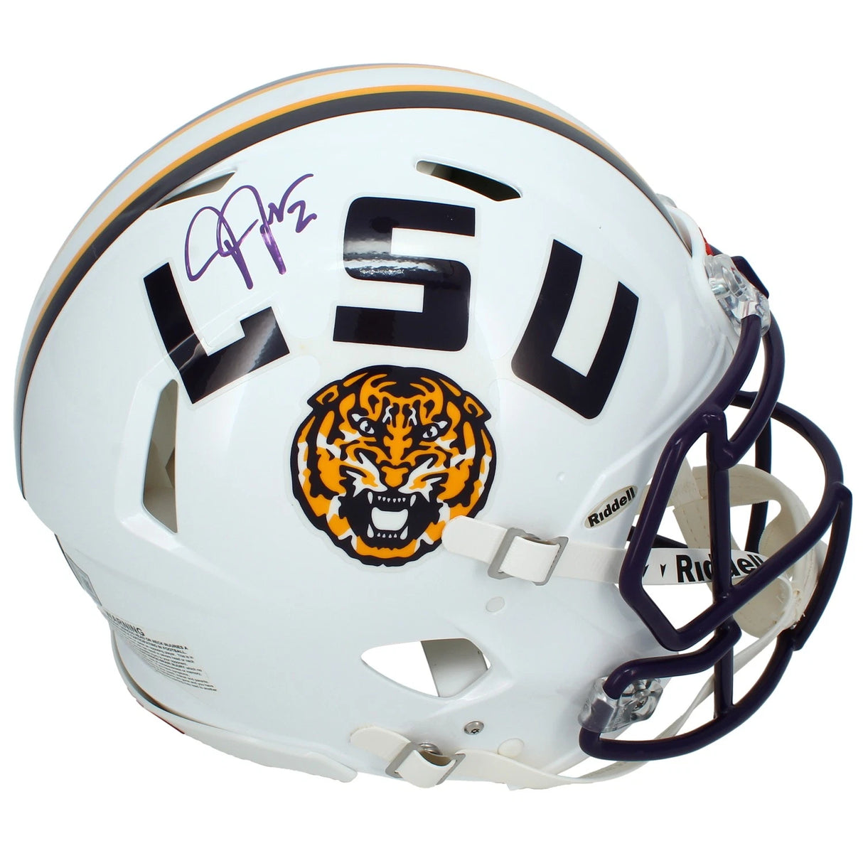 Justin Jefferson Autographed LSU Tigers White Speed Authentic Helmet Beckett Witnessed