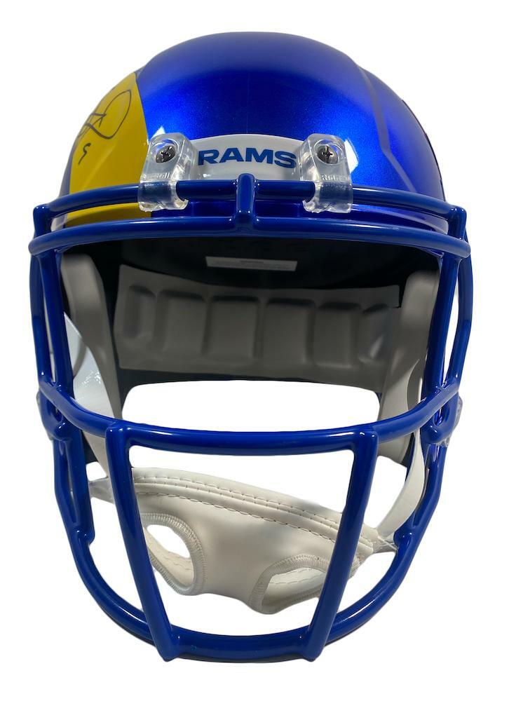 MATTHEW STAFFORD Autographed Los Angeles Rams SB LVI Champs Logo Speed Full Size Helmet FANATICS